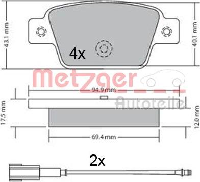 Metzger 1170682 - Bremžu uzliku kompl., Disku bremzes ps1.lv