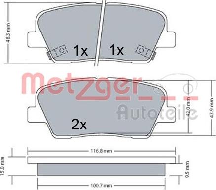 Metzger 1170687 - Bremžu uzliku kompl., Disku bremzes ps1.lv