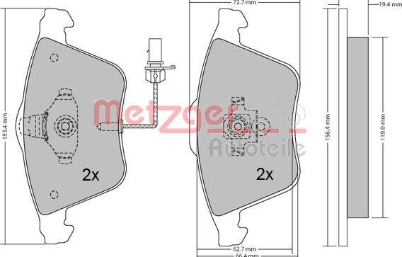 Metzger 1170099 - Bremžu uzliku kompl., Disku bremzes ps1.lv