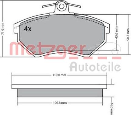 Metzger 1170095 - Bremžu uzliku kompl., Disku bremzes ps1.lv