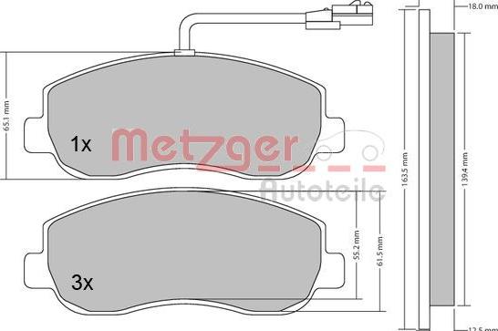 Metzger 1170148 - Bremžu uzliku kompl., Disku bremzes ps1.lv