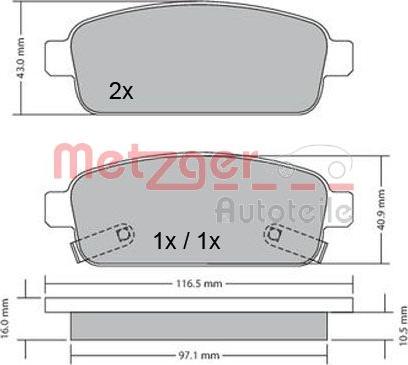 Metzger 1170164 - Bremžu uzliku kompl., Disku bremzes ps1.lv