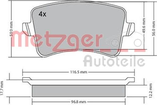 Metzger 1170113 - Bremžu uzliku kompl., Disku bremzes ps1.lv