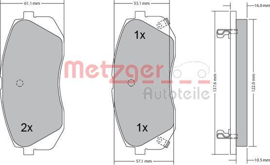 Metzger 1170186 - Bremžu uzliku kompl., Disku bremzes ps1.lv