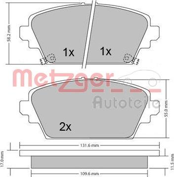 Metzger 1170124 - Bremžu uzliku kompl., Disku bremzes ps1.lv