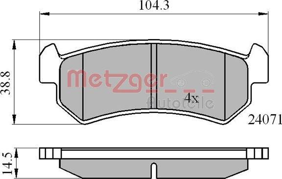 Metzger 1170869 - Bremžu uzliku kompl., Disku bremzes ps1.lv