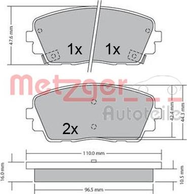 Metzger 1170361 - Bremžu uzliku kompl., Disku bremzes ps1.lv