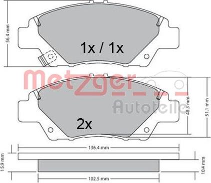 Metzger 1170367 - Bremžu uzliku kompl., Disku bremzes ps1.lv