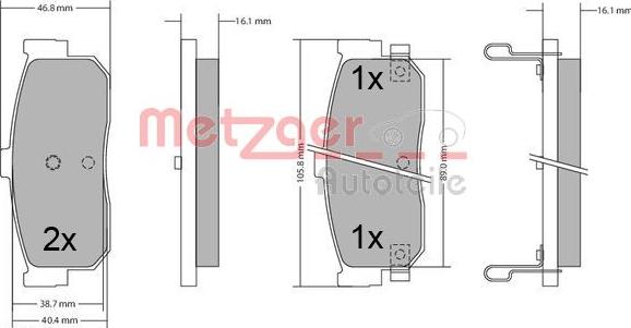 Metzger 1170387 - Bremžu uzliku kompl., Disku bremzes ps1.lv