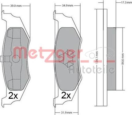 Metzger 1170320 - Bremžu uzliku kompl., Disku bremzes ps1.lv