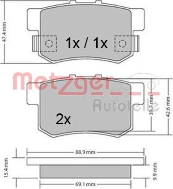 Metzger 1170328 - Bremžu uzliku kompl., Disku bremzes ps1.lv