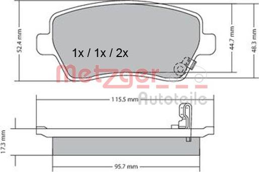 Metzger 1170243 - Bremžu uzliku kompl., Disku bremzes ps1.lv