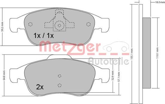 Metzger 1170265 - Bremžu uzliku kompl., Disku bremzes ps1.lv