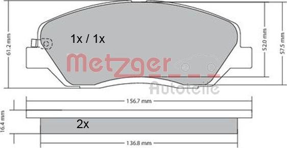 Metzger 1170205 - Bremžu uzliku kompl., Disku bremzes ps1.lv