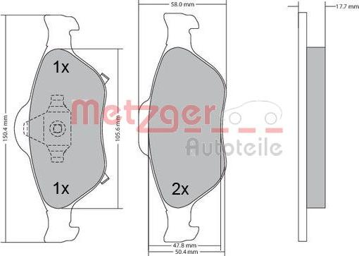 Metzger 1170287 - Bremžu uzliku kompl., Disku bremzes ps1.lv