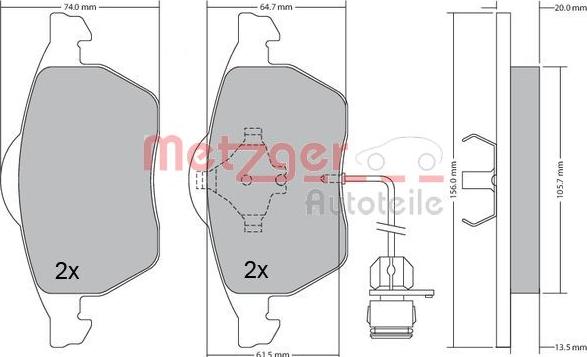 Metzger 1170225 - Bremžu uzliku kompl., Disku bremzes ps1.lv