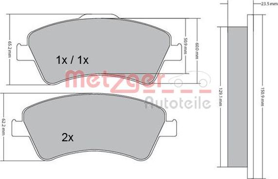 Metzger 1170220 - Bremžu uzliku kompl., Disku bremzes ps1.lv