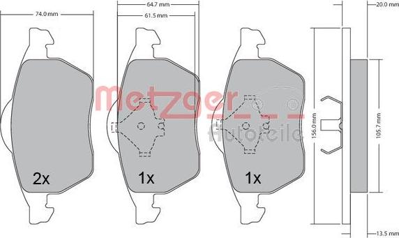 Metzger 1170278 - Bremžu uzliku kompl., Disku bremzes ps1.lv