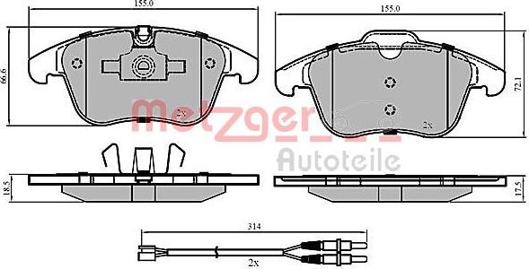 Metzger 1170773 - Bremžu uzliku kompl., Disku bremzes ps1.lv