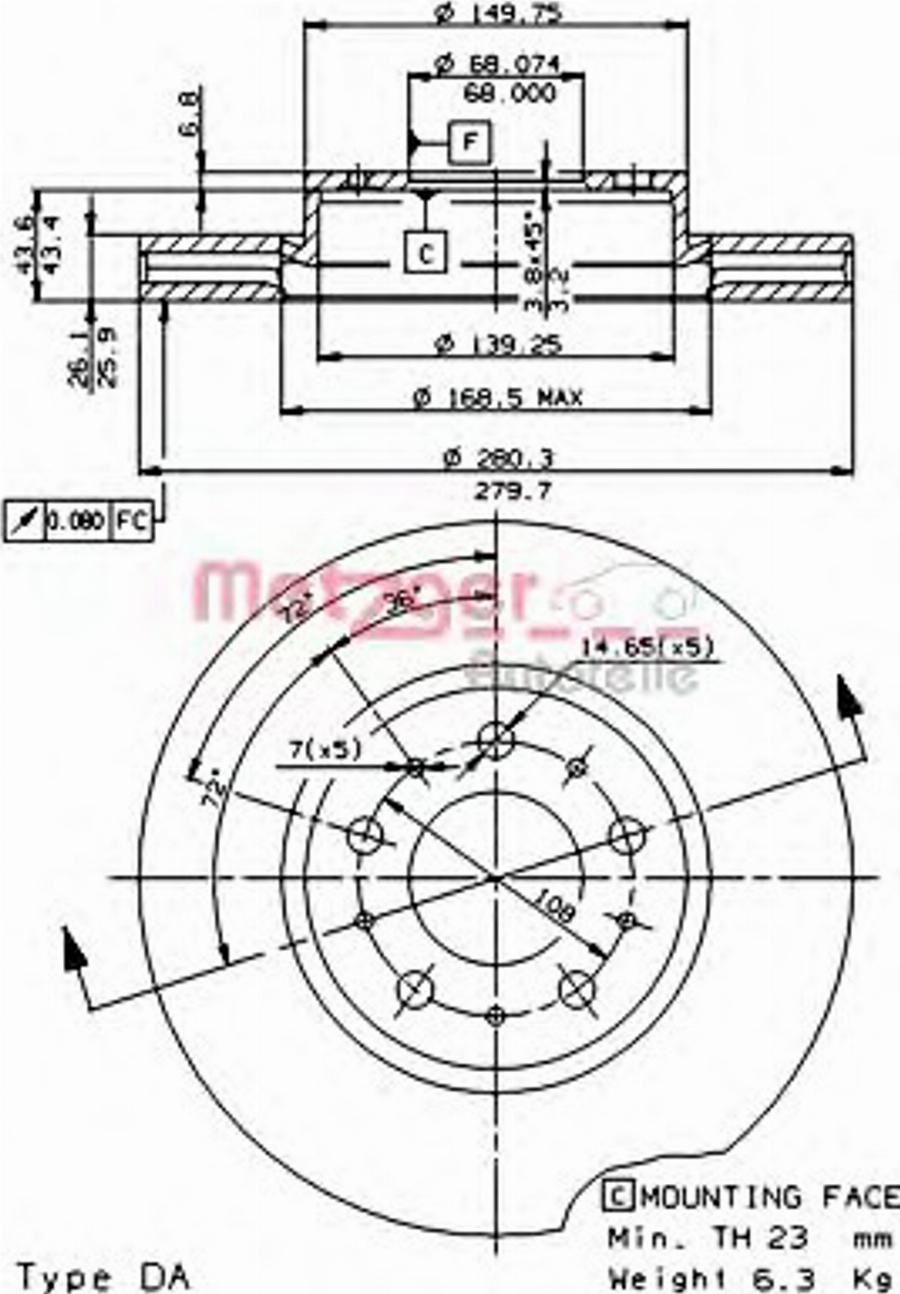 Metzger 24453V - Bremžu diski ps1.lv