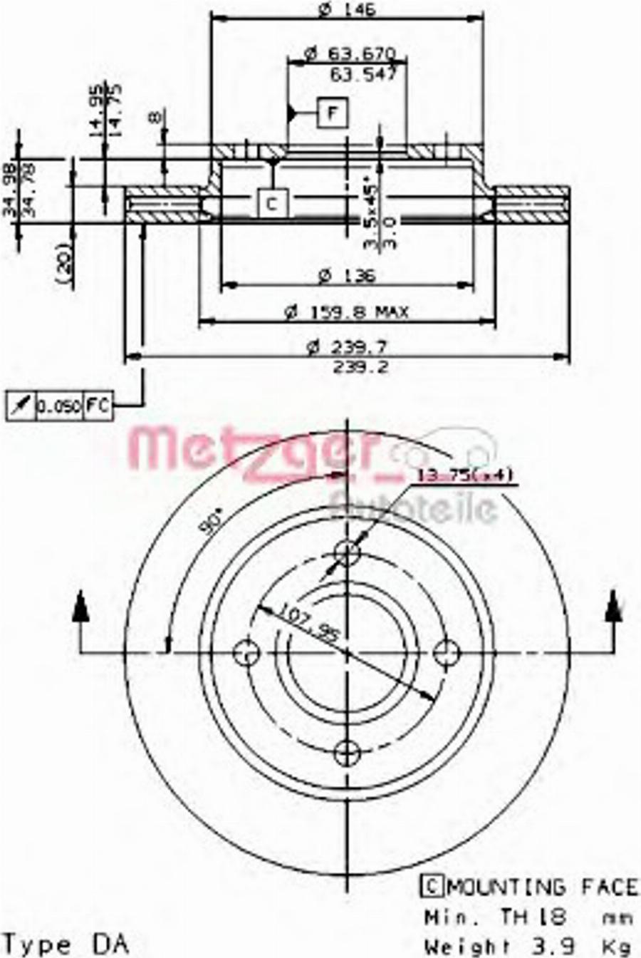 Metzger 24596E - Bremžu diski ps1.lv