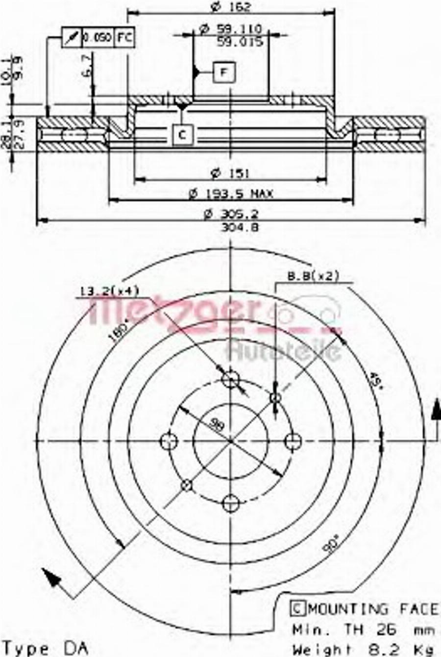 Metzger 24697V - Bremžu diski ps1.lv