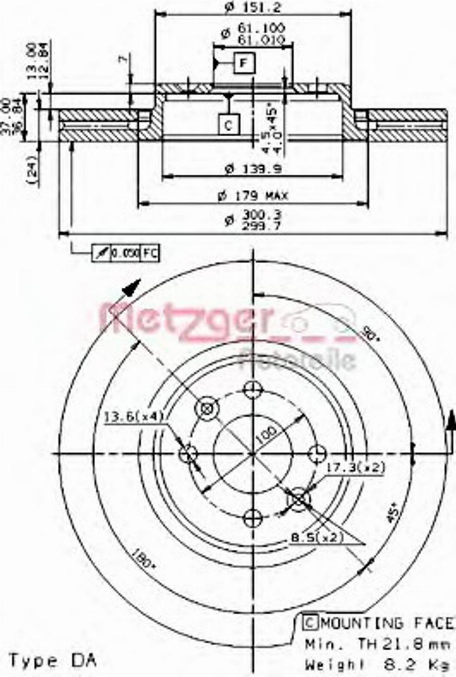 Metzger 25047 - Bremžu diski ps1.lv