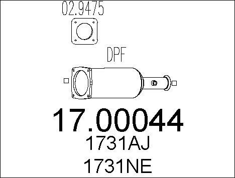 MTS 17.00044 - Nosēdumu / Daļiņu filtrs, Izplūdes gāzu sistēma ps1.lv