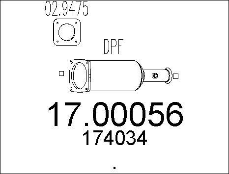 MTS 17.00056 - Nosēdumu / Daļiņu filtrs, Izplūdes gāzu sistēma ps1.lv