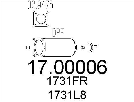 MTS 17.00006 - Nosēdumu / Daļiņu filtrs, Izplūdes gāzu sistēma ps1.lv