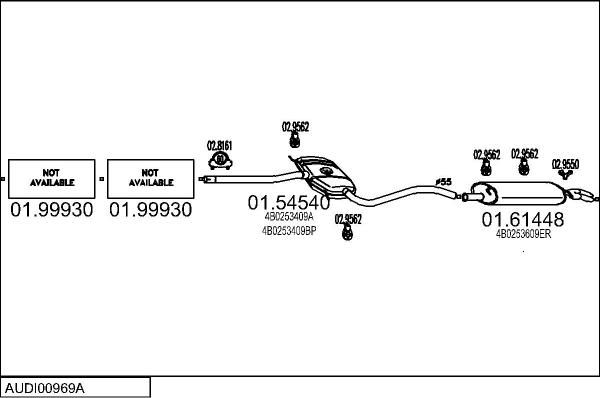 MTS AUDI00969A016008 - Izplūdes gāzu sistēma ps1.lv