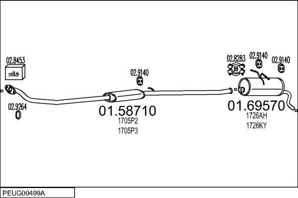 MTS PEUG00499A027834 - Izplūdes gāzu sistēma ps1.lv