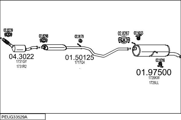 MTS PEUG33529A016613 - Izplūdes gāzu sistēma ps1.lv