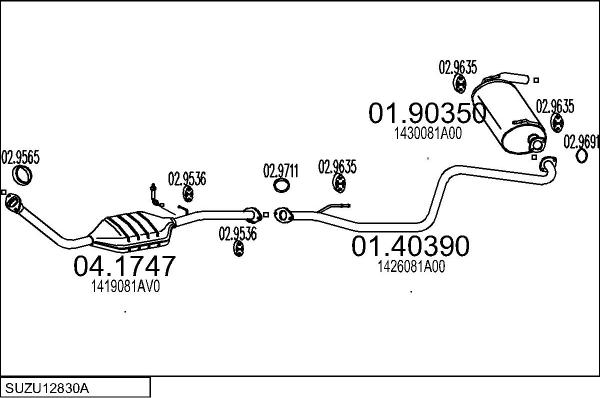 MTS SUZU12830A020677 - Izplūdes gāzu sistēma ps1.lv