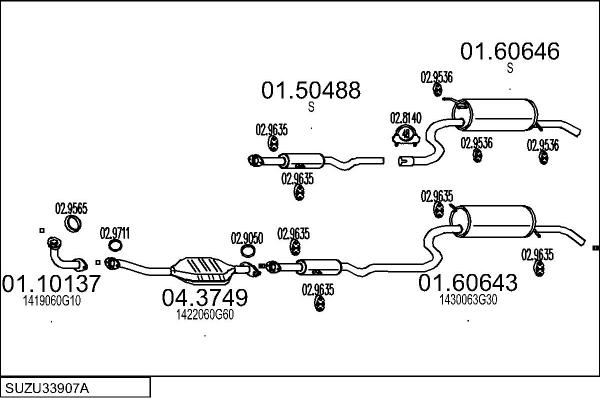 MTS SUZU33907A031003 - Izplūdes gāzu sistēma ps1.lv