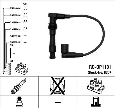 NGK 6307 - Augstsprieguma vadu komplekts ps1.lv