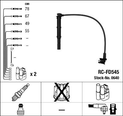 NGK 0640 - Augstsprieguma vadu komplekts ps1.lv