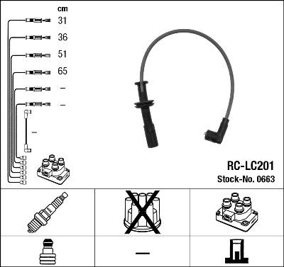 NGK 0663 - Augstsprieguma vadu komplekts ps1.lv