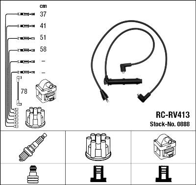 NGK 0888 - Augstsprieguma vadu komplekts ps1.lv