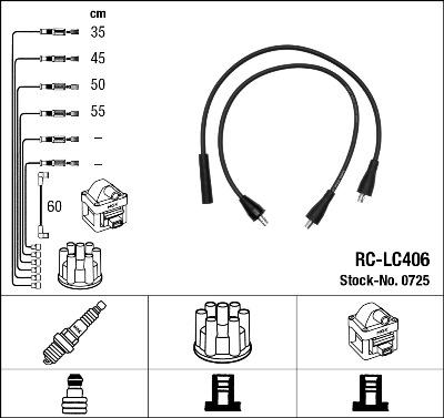 NGK 0725 - Augstsprieguma vadu komplekts ps1.lv