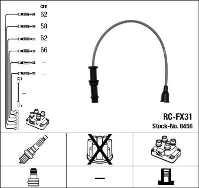 NGK 8456 - Augstsprieguma vadu komplekts ps1.lv