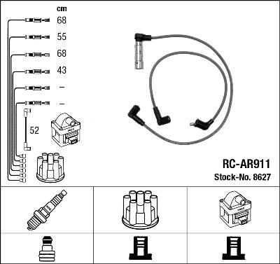 NGK 8627 - Augstsprieguma vadu komplekts ps1.lv