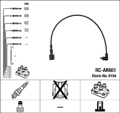 NGK 8194 - Augstsprieguma vadu komplekts ps1.lv