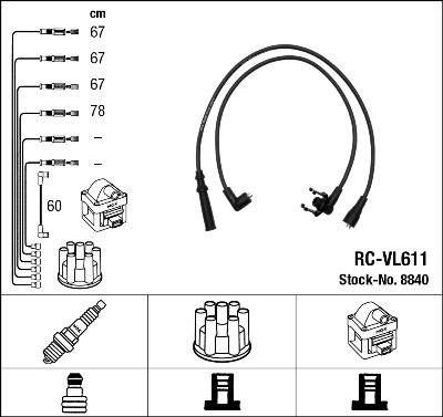 NGK 8840 - Augstsprieguma vadu komplekts ps1.lv