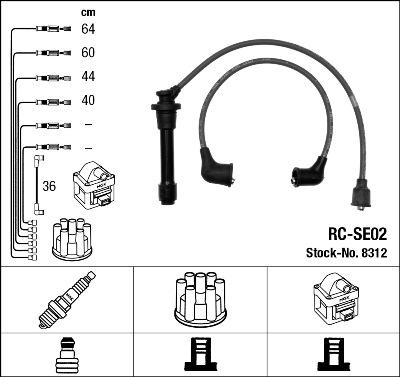 NGK 8312 - Augstsprieguma vadu komplekts ps1.lv