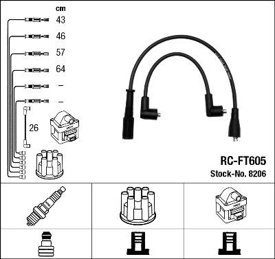 NGK 8206 - Augstsprieguma vadu komplekts ps1.lv