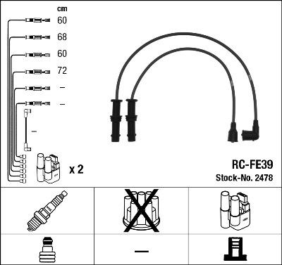 NGK 2478 - Augstsprieguma vadu komplekts ps1.lv