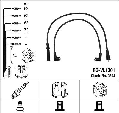 NGK 2564 - Augstsprieguma vadu komplekts ps1.lv