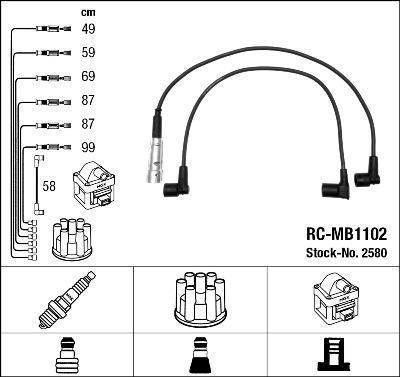 NGK 2580 - Augstsprieguma vadu komplekts ps1.lv