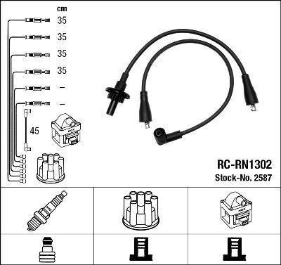 NGK 2587 - Augstsprieguma vadu komplekts ps1.lv